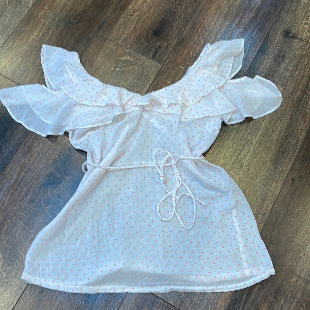 Motherhood Maternity Flowy Off-Shoulder Blouse with removable tie, XS